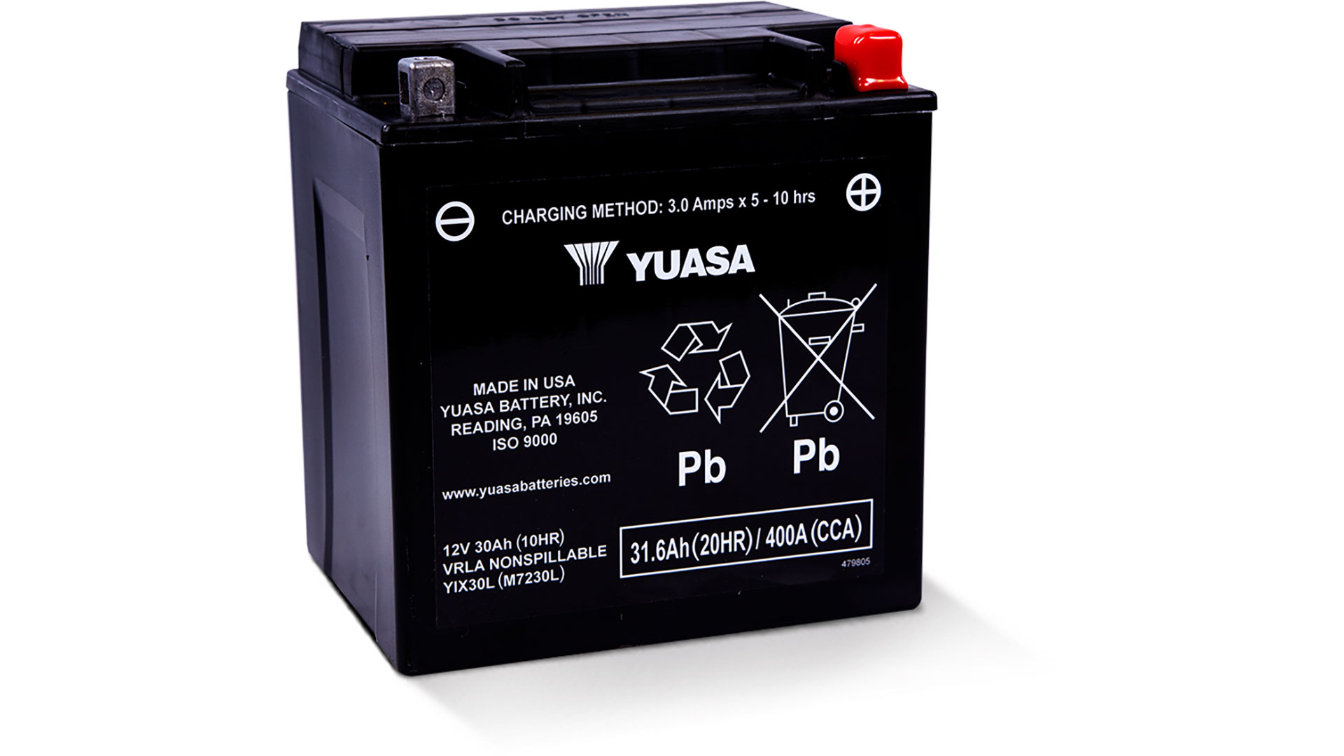  YIX30L-BS (CP) 12V Yuasa High Performance MF VRLA Battery 