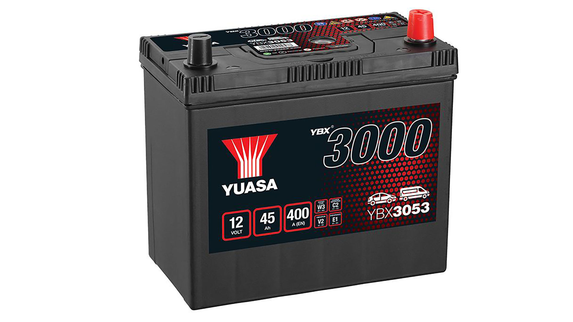  YBX3053 12V 45Ah 400A Yuasa SMF Battery (+Adaptor T3 toT1) 
